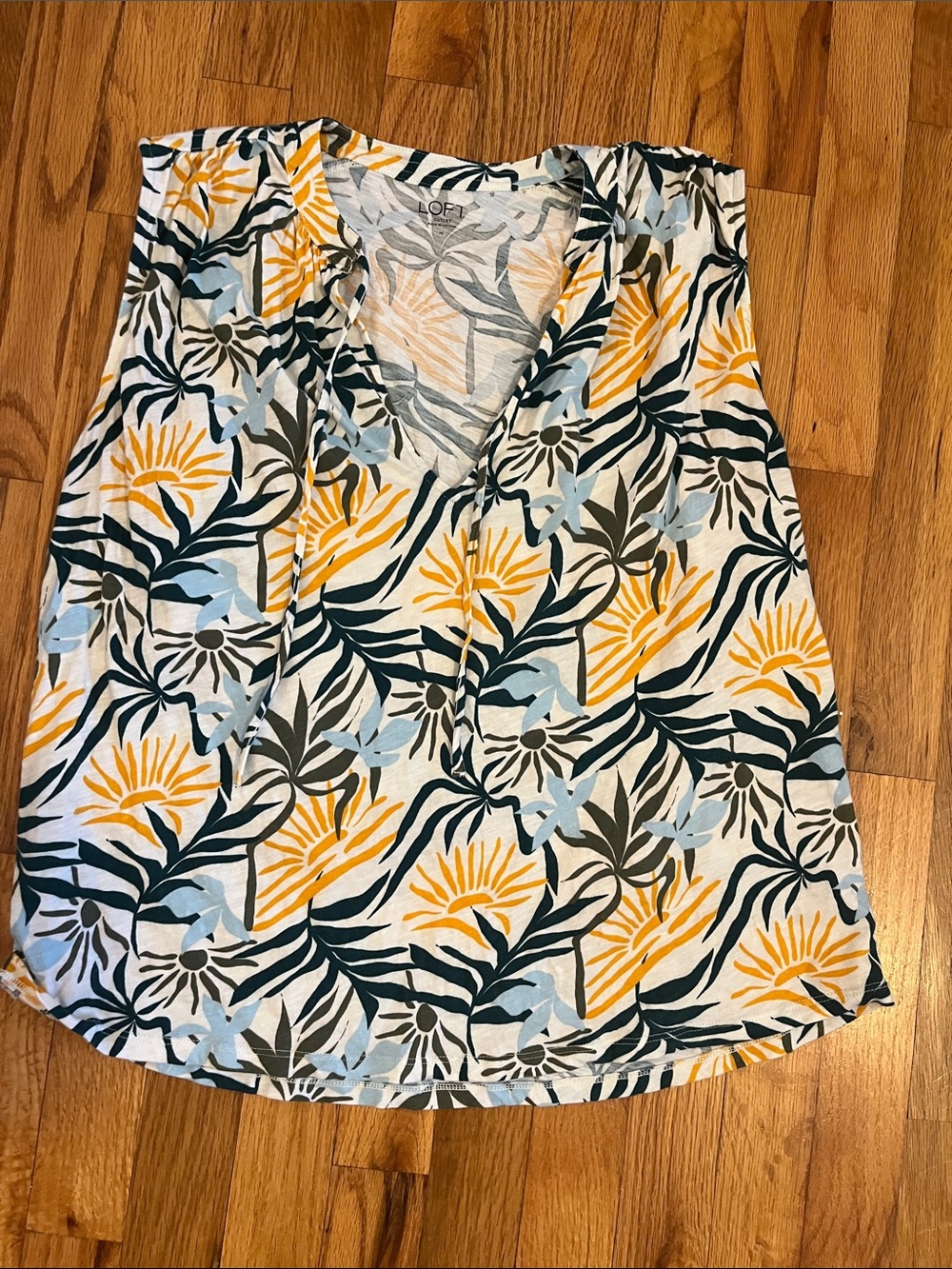 LOFT Sleeveless Floral V-Neck Tank